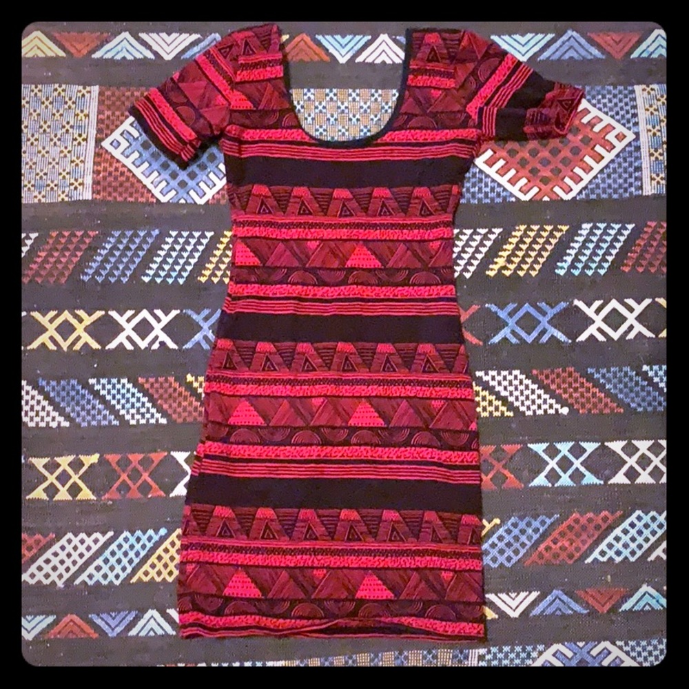 American apparel geo print red bodycon Dress S🎁